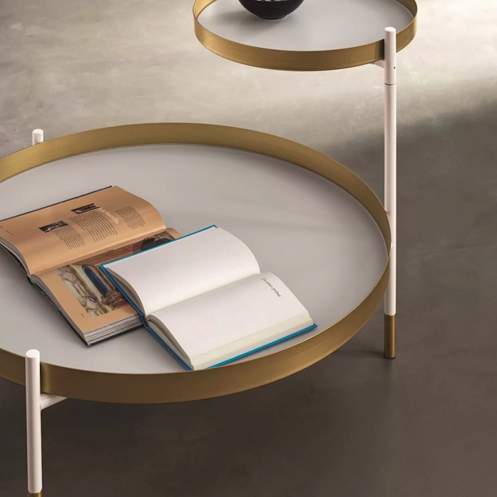 Planet coffee table by Bontempi in steel and glass or Supermarble