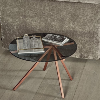 Ray steel coffee table with glass top