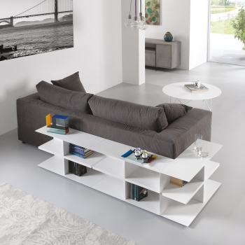 Slim coffee table by Pezzani with metal structure and laminate top
