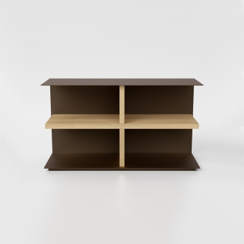 Slim coffee table by Pezzani with metal frame and laminate top