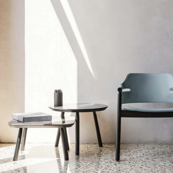 Suite Coffee Table in wood and leather or ceramic by Midj