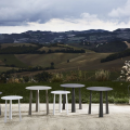 Tao outdoor coffee table by Bontempi with lacquered steel structure for outdoor use in various colours