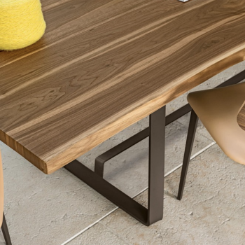 Alfred table by Midj with steel structure and crystal ceramic or solid wood top