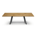 Alfred table by Midj with steel structure and crystal ceramic or solid wood top