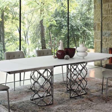 Fixed and extendable Majesty rectangular table by Bontempi