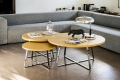 Midj DJ round table with steel structure and leather top