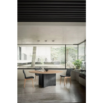 Fixed round Magnum table by Bontempi with concrete base