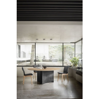 Fixed round Magnum table by Bontempi with concrete base