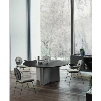 Fixed round Magnum table by Bontempi with concrete base