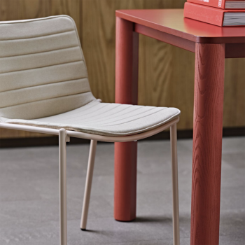Woody table with metal structure and fixed and extendable stained ash legs by Midj