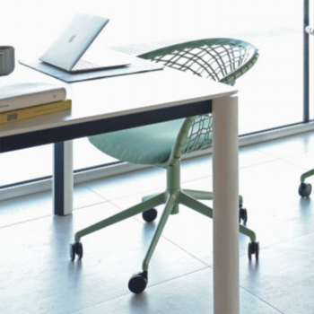 Woody table with metal structure and fixed and extendable stained ash legs by Midj