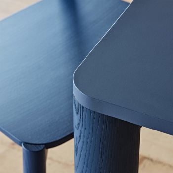 Woody table with metal structure and fixed and extendable stained ash legs by Midj