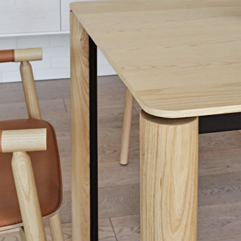Woody table with metal structure and fixed and extendable stained ash legs by Midj