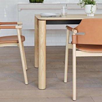 Woody table with metal structure and fixed and extendable stained ash legs by Midj