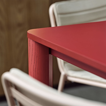 Woody table with metal structure and fixed and extendable stained ash legs by Midj