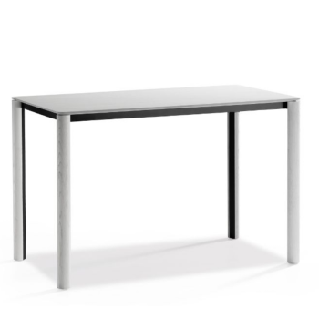 Woody table with metal structure and fixed and extendable stained ash legs by Midj