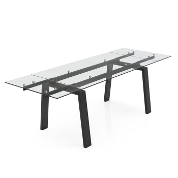 Zeffiro table by Connubia with glass top and metal legs