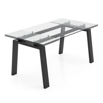 Zeffiro table by Connubia with glass top and metal legs