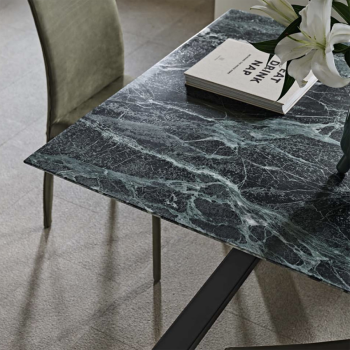Zeus table by Midj with metal or wooden structure and ceramic or wooden top