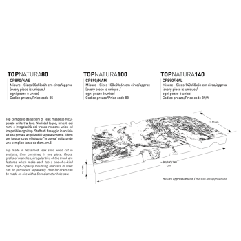 Cipì Natura top in solid teak recovered and treated