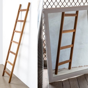 Uilli Stair CP350 ladder towel rack and magazine rack by Cipì in Teack