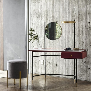 Vanity desk by Bontempi in steel with mirror and lights