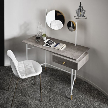 Vanity desk by Bontempi in steel with mirror and lights