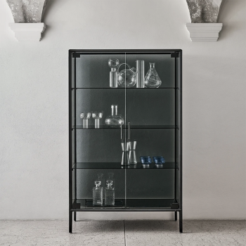 Audrey display cabinet by Bontempi in aluminium and crystal