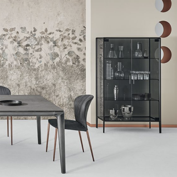 Audrey display cabinet by Bontempi in aluminium and crystal