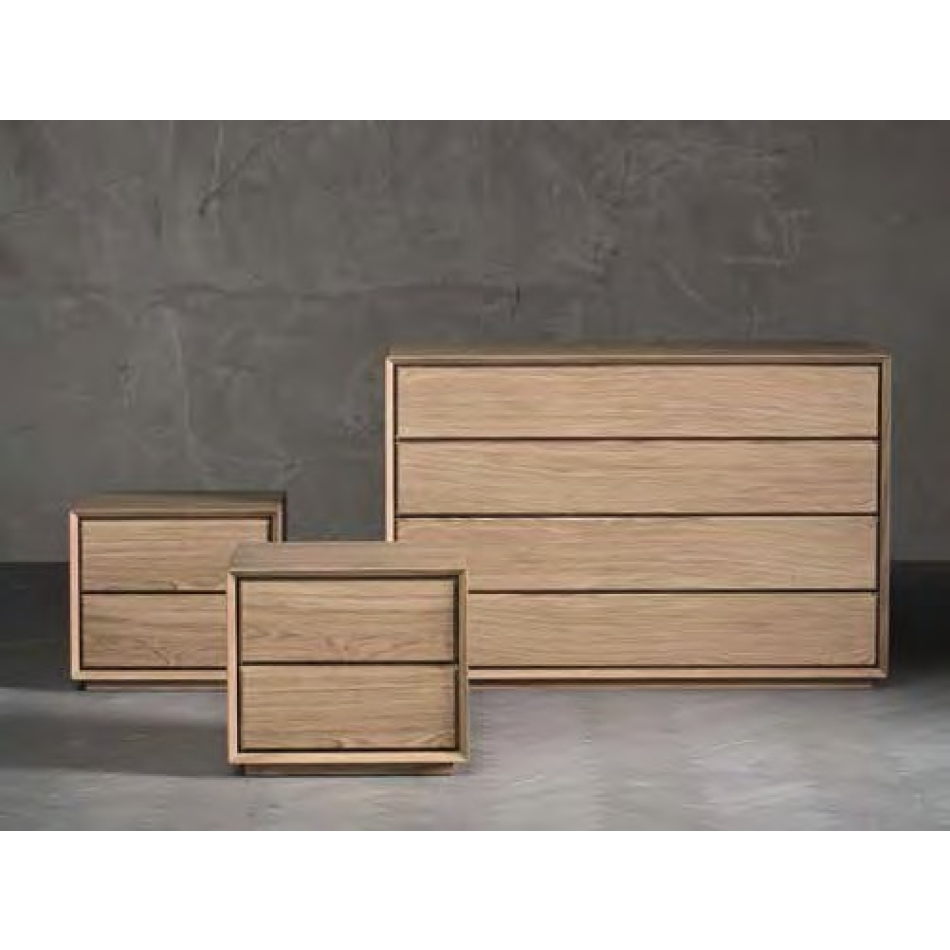 Nook table de chevet avec deux tiroirs en bois massif Altacorte