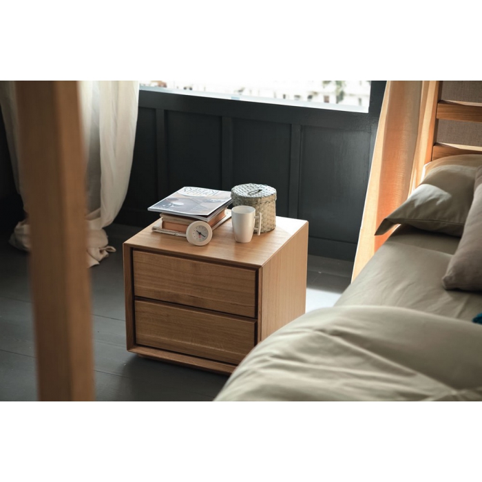 Nook table de chevet avec deux tiroirs en bois massif Altacorte