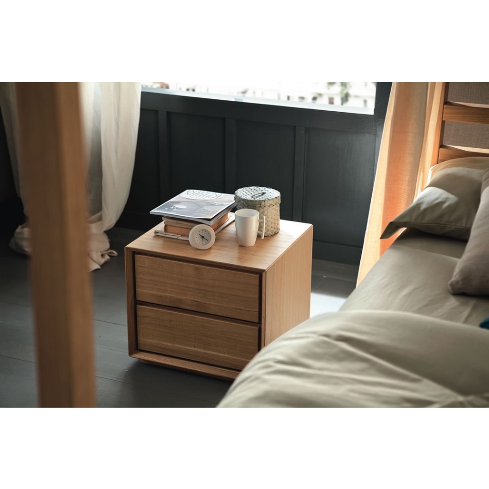 Nook table de chevet avec deux tiroirs en bois massif Altacorte