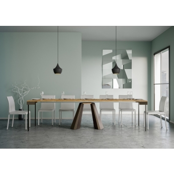 Console Diamante Evolution pieds et structure ours - Console extensible 90x40/300 cm Structure et pieds ours en chêne naturel Diamante Evolution