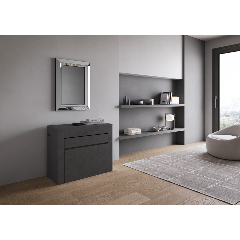 Console Evolve avec banquette inférieure et supérieure - Console extensible 90x42/302 cm Evolve en frêne blanc avec rallonges intérieures avec banquette inférieure et supérieure