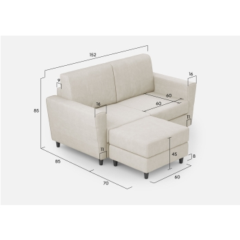 Canapé 2 places Yasel avec pouf par Ityhome