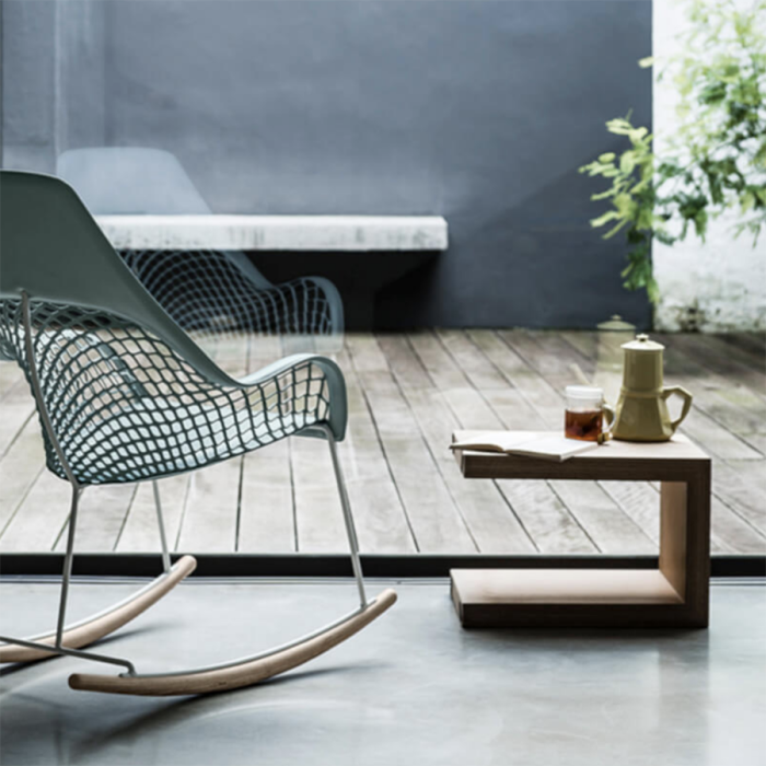 Rocking chair Guapa M CU avec assise en cuir par Midj