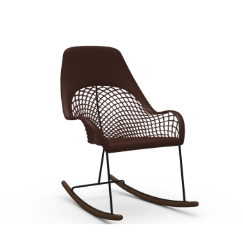 Rocking chair Guapa M CU avec assise en cuir par Midj