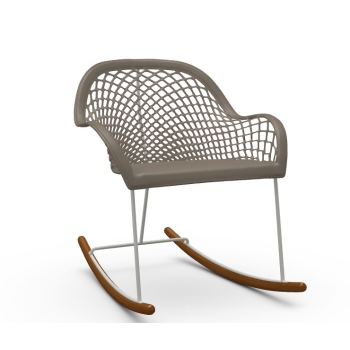 Rocking chair Guapa M CU avec assise en cuir par Midj