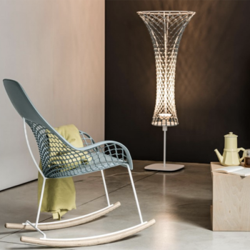 Rocking chair Guapa M CU avec assise en cuir par Midj