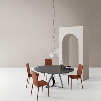 Lampe Spark Bontempi avec suspensions et rosace en laiton et verre borosilicate