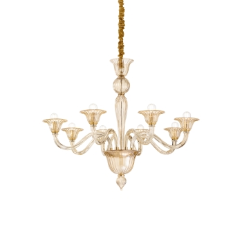 Lustre suspension ambre BRIGITTA SP8 par Ideal Lux