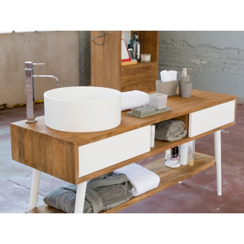 Évier Trabocchetto de Cipì en Solid Surface carré ou rond blanc