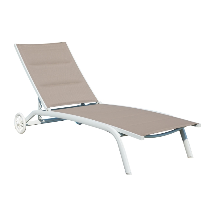 Chaise longue à 5 positions avec roulettes Greenwood gris tourterelle