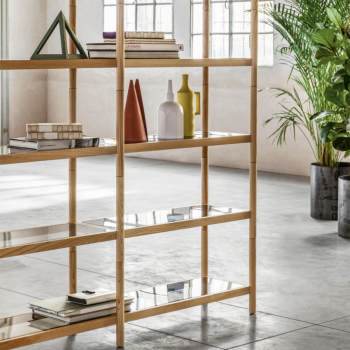 Bibliothèque Siena en bois et étagères métal ou verre par Midj