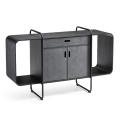 Buffet Apelle en métal et bois avec portes et tiroir en cuir par Midj