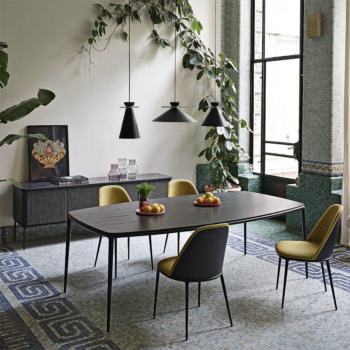 Chaise en métal S1 R_TS recouverte de tissu ou de cuir par Midj