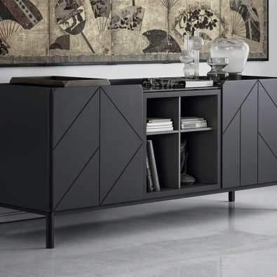 Buffet Pica de Bontempi en bois et étagères en verre