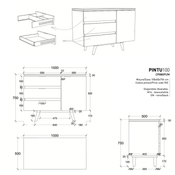 Meuble de salle de bain Pintu 100 CP880PI / M
