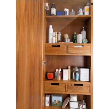 Armoire de salle de bain Cipì PuroMirrorCabinet en bois de teck avec deux tiroirs