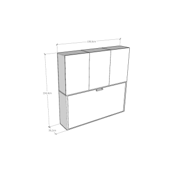 Mod.KANDO simple frêne blanc avec meubles - Lit simple escamotable horizontal Kando composition A Frêne blanc